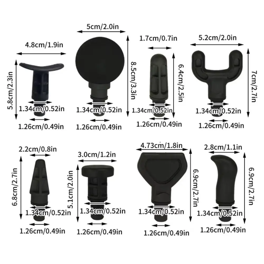 8Pcs 12.5mm Fascia Massager Heads ABS Replacement Massage Stimulator Body Massage Accessory for Body Relaxation Shaping Exercise