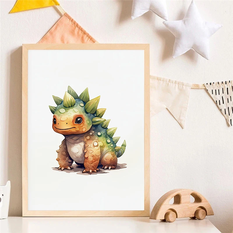 Pterodactyl Spinosaurus Stegosaurus Dinosaur Portrait Poster Nursery Wall Art Picture Canvas Painting Children's Room Home Decor