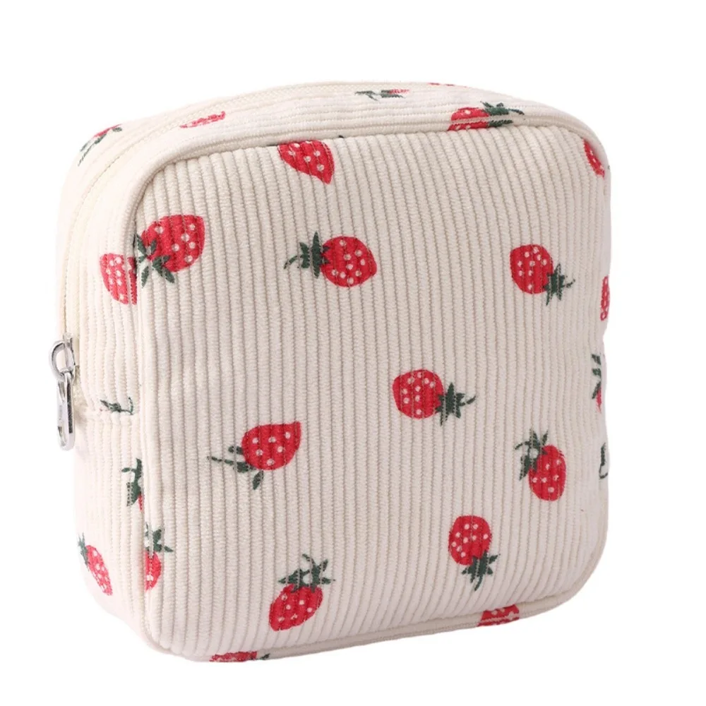 

Large Capacity Corduroy Travel Storage Bag Durable Cartoon Travel Wash Handbag Dustproof Corduroy Makeup Bag Space Saving