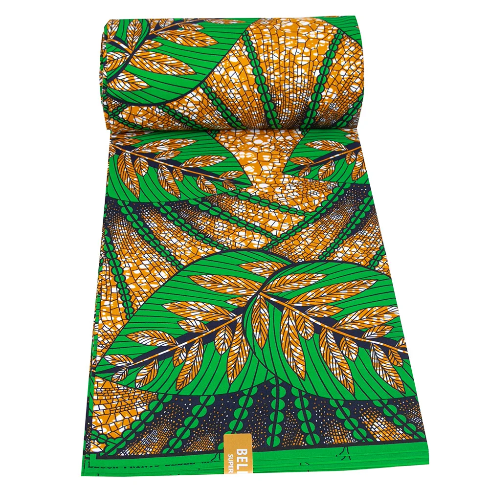 2024 Green Ankara African Wax Prints 100% Polyester Fabric Binta Real Wax High Quality 6 yard African Fabric for Party Dress