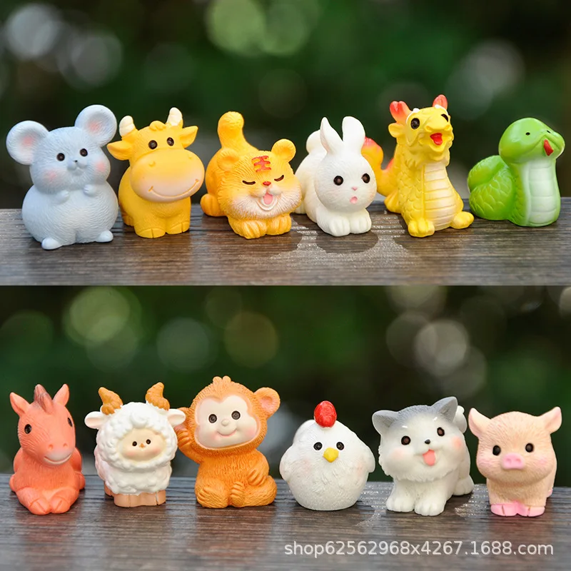 

New Mini Zodiac Resin Little Doll Doll Decoration Creative Micro LandscapeDIYScenario Landscaping Decoration