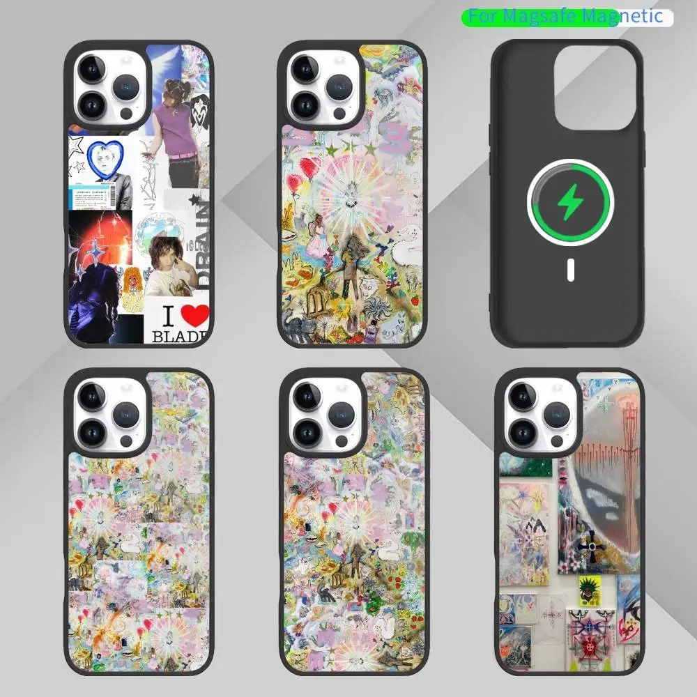 

Singer B-Bladee 333 A-Albums Phone Case For iPhone17,16,15,14,13 Plus,Pro Max Magnetic For Magsafe Wireless Charging