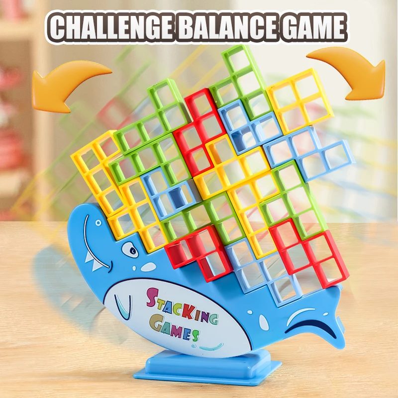 テトラタワー バランススタッキングブロックゲーム - 家族、パーティー、旅行、クリエイティブプレイ向けのカラフルで楽しい2人用ボードゲーム