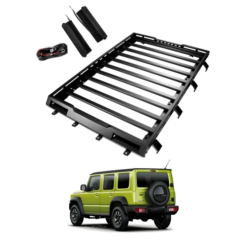 

TELLIKA 5 Doors Luggage Rack Accessories Aluminum with LED Yellow Light Cargo Roof Rack for New Jimny 2023 2024 5 Door
