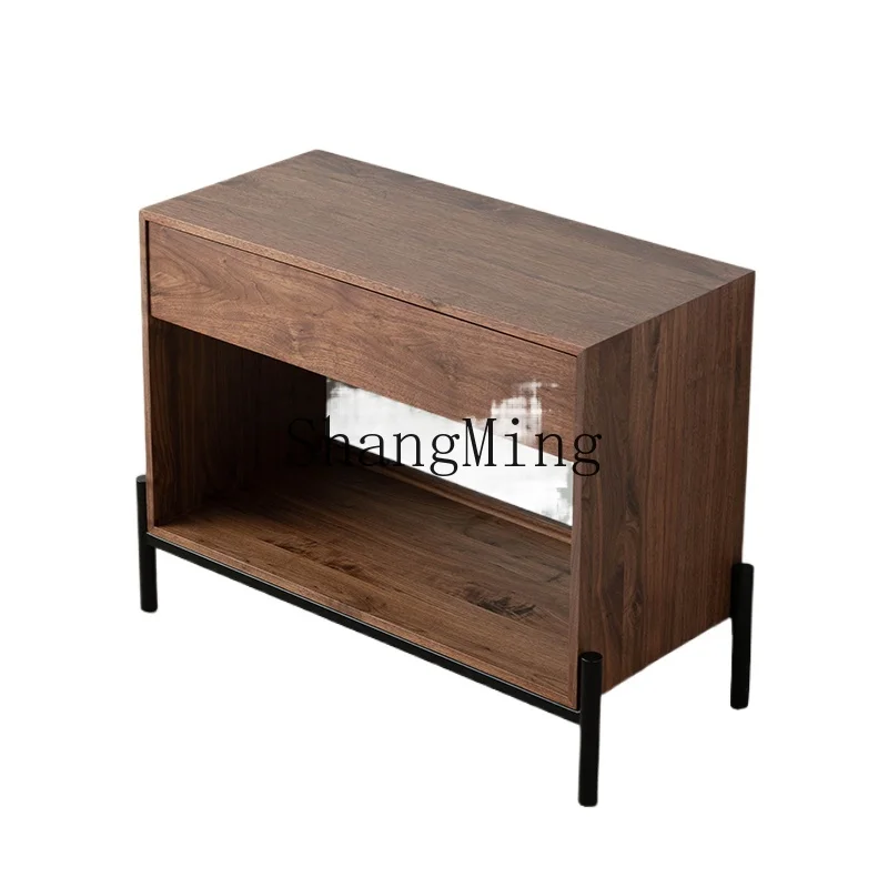 

ZYH household mobile tea cabinet black walnut solid wood tea side cabinet small household side table