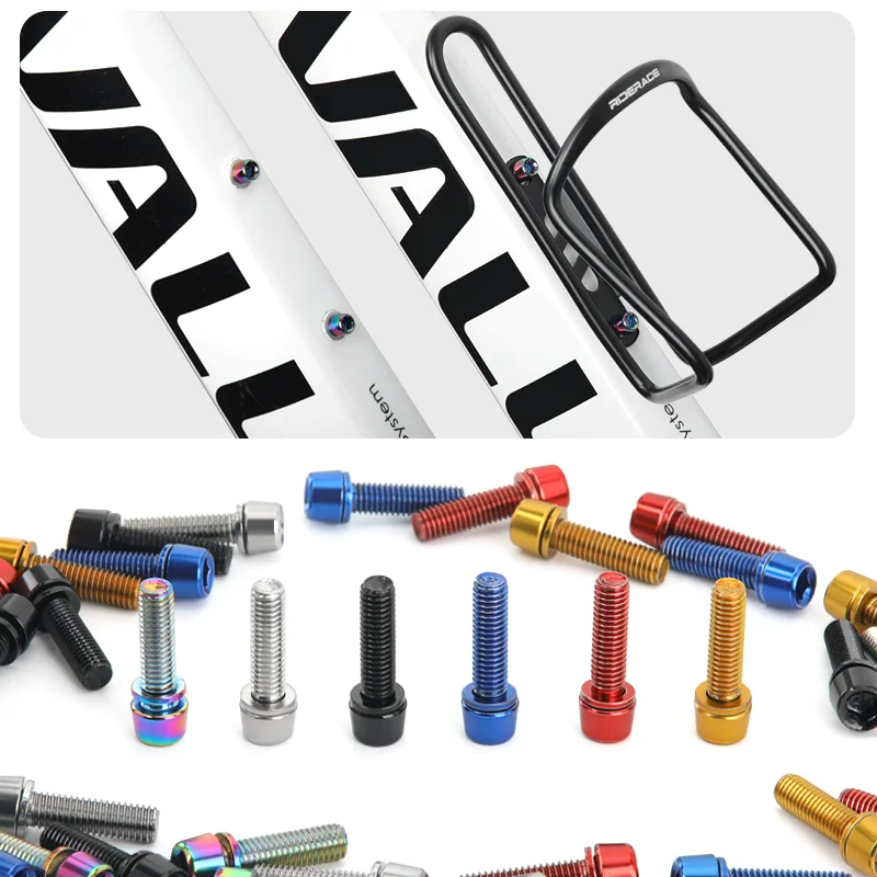 6pcs/set Bicycle Handlebar Screws M5*18MM Titanium-plated Colorful Steel MTB Bike Handle Bar Stem