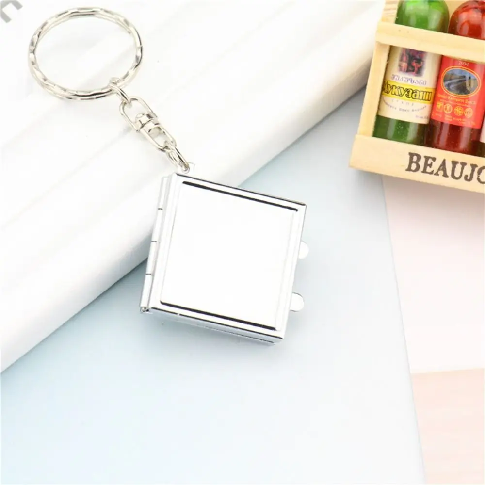 Makeup Mirror Folding Mirror Key Chain Metal Double Sides Makeup Cosmetic Mirror Key Ring Portable Folding