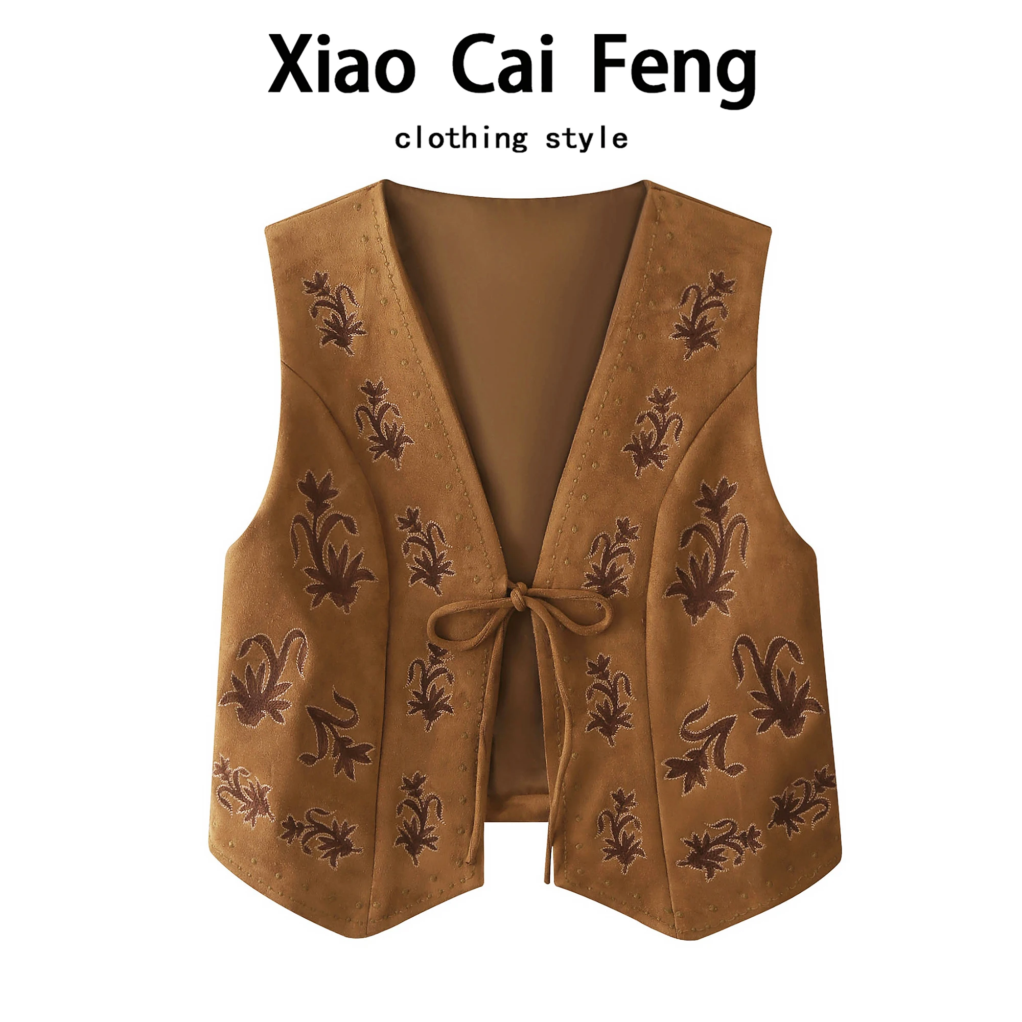 n المطرزة الغزلان الجلد المخملية سترة المرأة ربيع الخريف V-ne مربوط التخسيس طبقات أعلى عطلة Sle العصرية #1