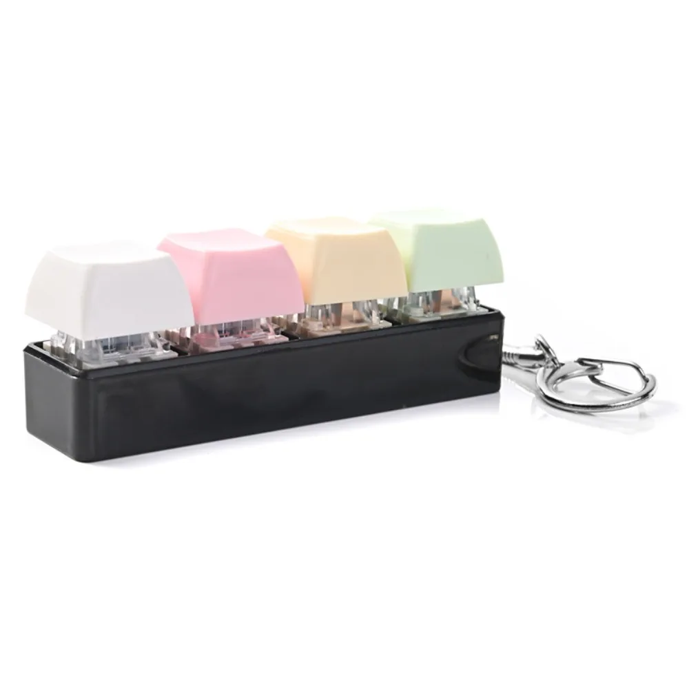 4 Keys Keycap Fidget Keychain Key Cap Clicker Finger Button Keyboard Keycap Fun Click Keyboard Cube Keychain Adult