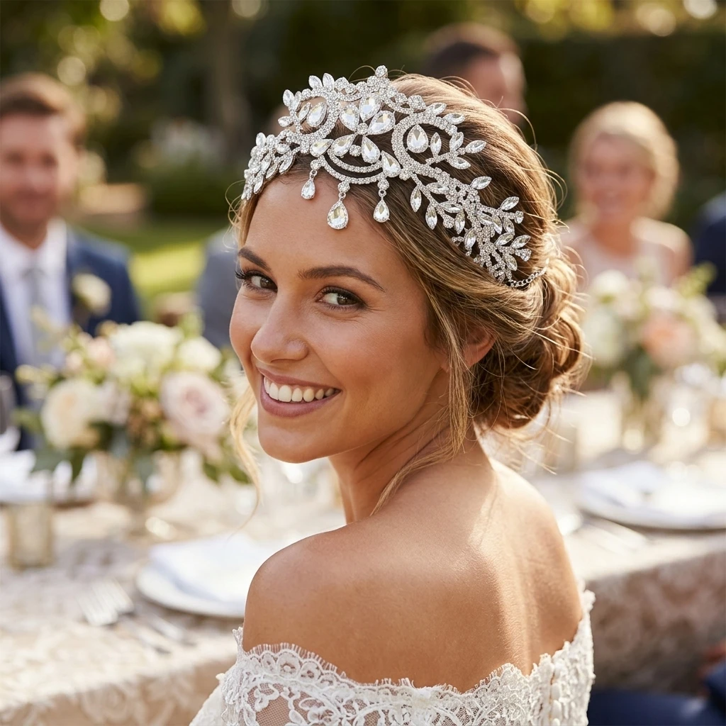 Bridal Tiara Elegant Wedding Headpiece for Brides Baroque Black Party Hair Accessory Noble Vintage Jewelry