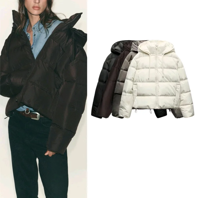 

Fall New Arrival Thiened ort Cotton Jaet High Collar Long Sve Women's Outerwear Hooded Zipper Closure Color