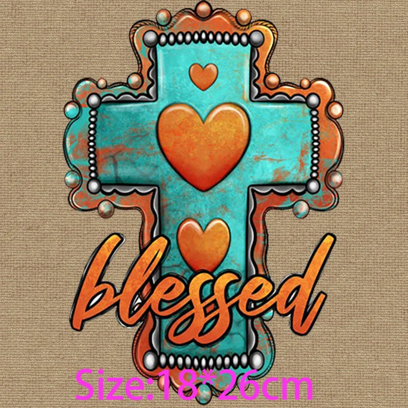 Handmade Clothing Heat Transfer Dad Jesus Christ Belief Our Father Gemstone Thankful Blessed Cross Christmas DTF Print Transfers