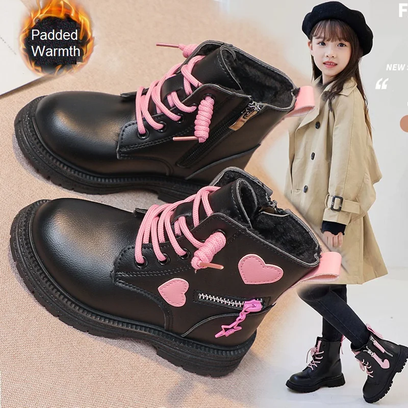 Girls Princess Boots Children Leather Shoes Kids Fashion Small Short Boots Non-slip  Wear-resistant Students Footwear