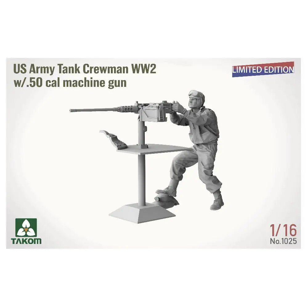 TAKOM 1025 1/16 สเกล ชุดประกอบโมเดลทหารขับรถถังกองทัพสหรัฐฯ สมัยสงครามโลกครั้งที่ 2 พร้อมปืนกลขนาด .50 คาลิเบอร์ (ไม่มีกล่อง)