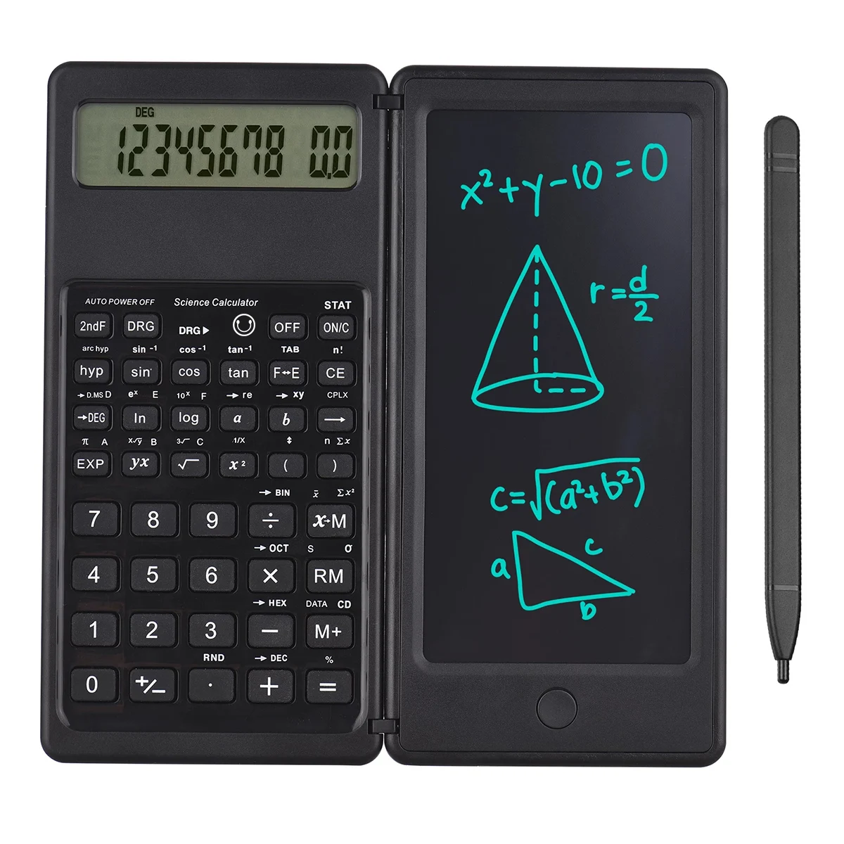 Foldable Scientific Calculator & 2.5 inch Writing Tablet 10 Digit LCD Display For College Office Student Teacofessional Students