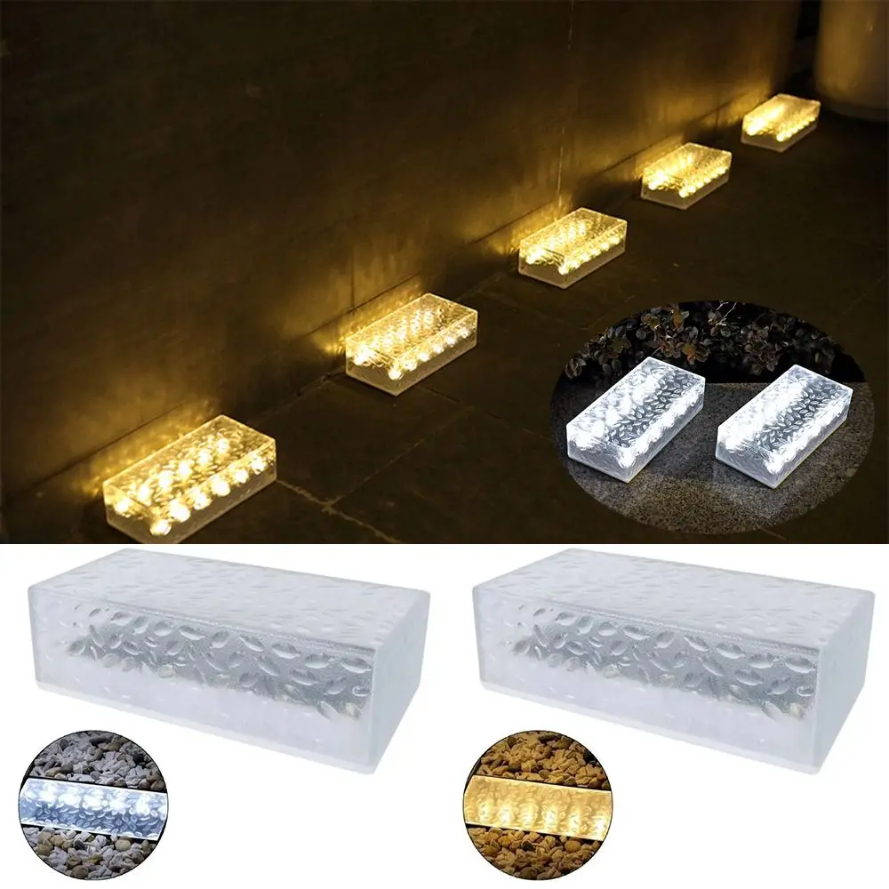 Solar Powered Solar Brick Light Waterproof Rectangular Outdoor Solar Lights Ground Mounted LED Walkway Decor Lights