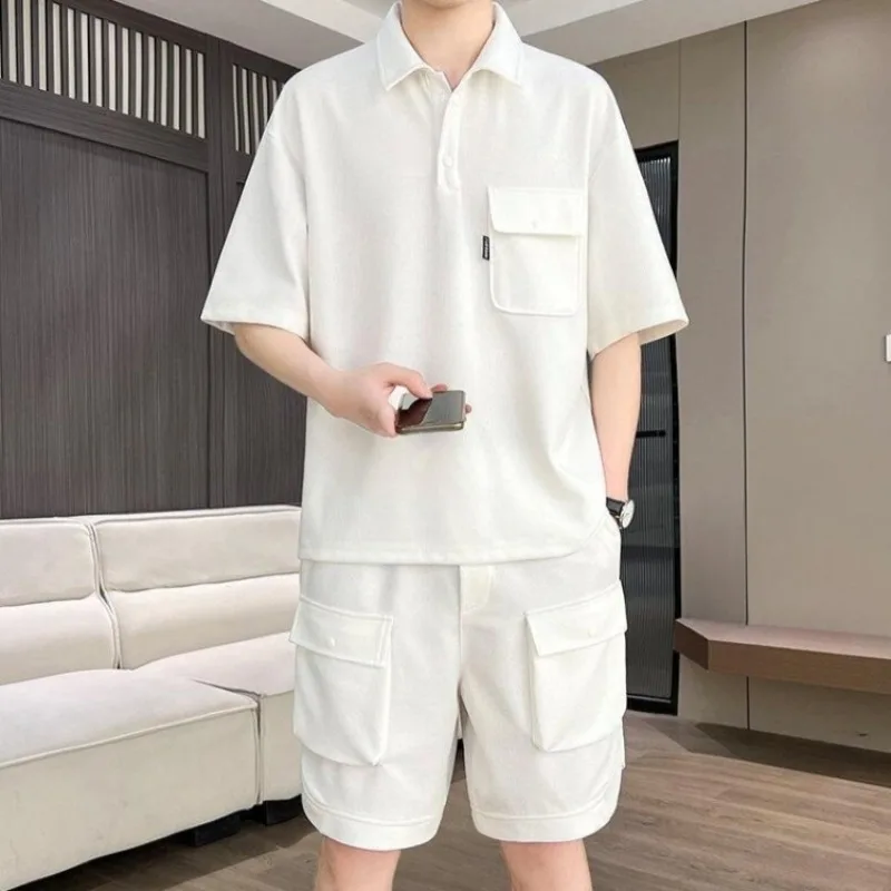 

Мужской комплект: шорты и поло 2025 года, новинка, высококачественный, стильный летний костюм