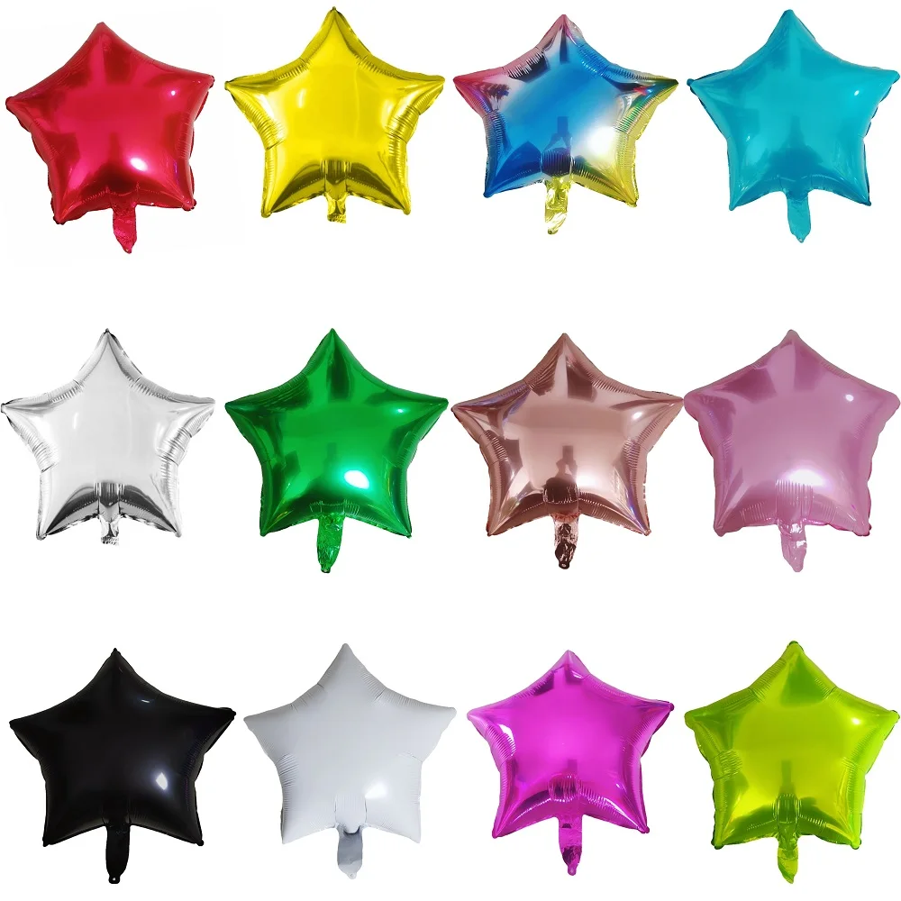 10 PCS 18-Inch Colorful Five-Pointed Star Foil Birthday Balloons, Birthday, Wedding, Graduation, Baby Shower Decoration