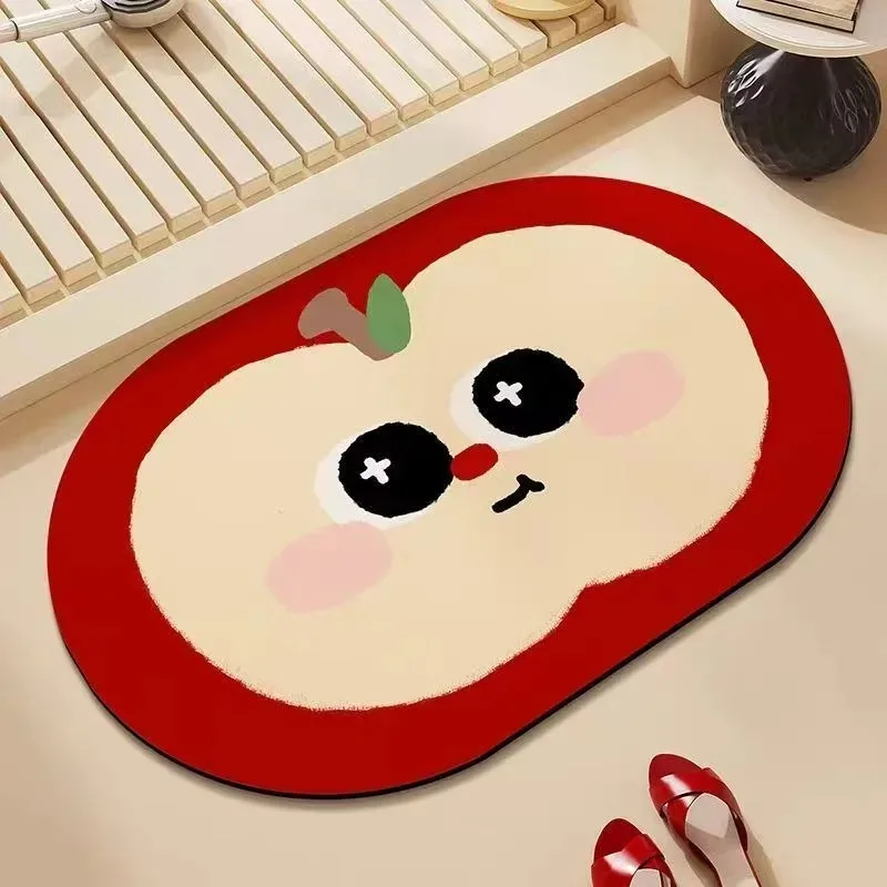 VIKAMA Cute Tomato Bathroom Mat, Quick-Drying, Highly Absorbent Entryway Mat, Bathroom, Kitchen, and Home Decor