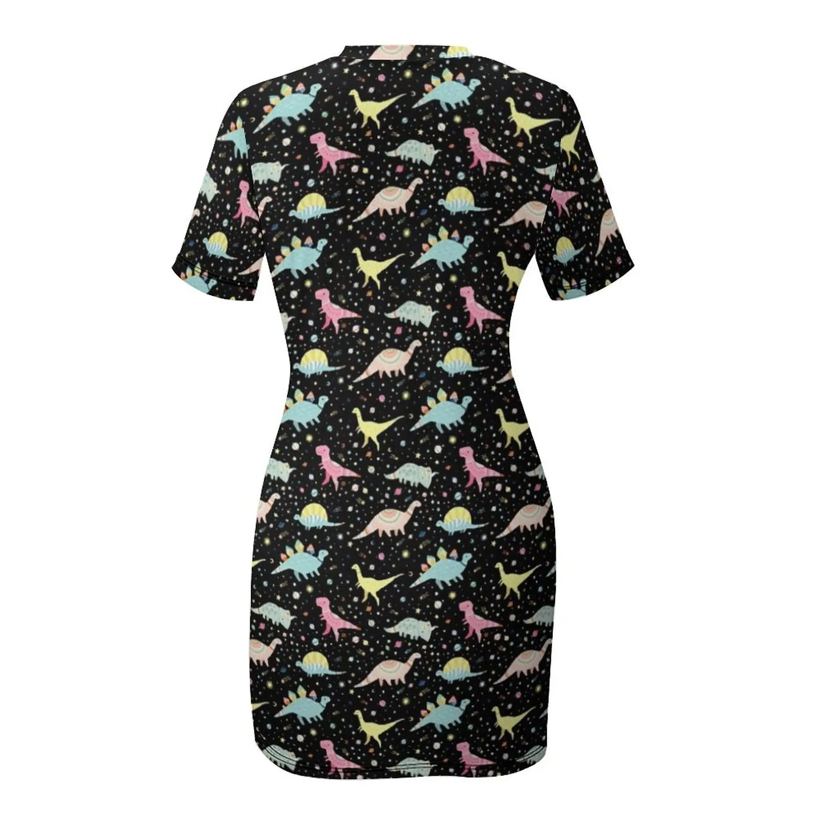 Dinosaur Pattern Short-Sleeved Dress Prom gown womans clothing Women's long dress Women's dress