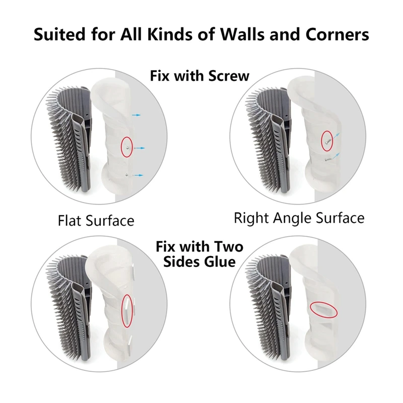 Extended (6.1Inch) 2 Pack Cat Self Groomer For Indoor Cats Cat Face Scratchers Wall Corner Self Grooming Cat Brush-AT35