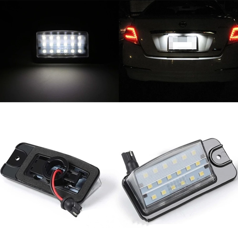 2pcs LED License Plate Light Bulb For Infiniti Q45 EX25 FX50 QX70 2009-2013 White Car Rear Trunk Bumper Guard Panel Signal Lamp