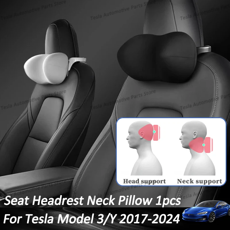 For Tesla Model 3 2024 Car Seat Headrest Neck Pillow Model Y Soft Comfort Memory Cushion Neck Protect 2023 Interior Accessories