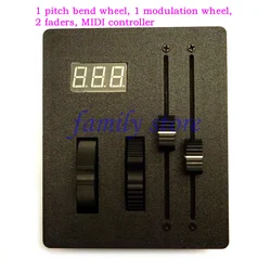Multi-functional MIDI CC controller. 1 pitchbend wheel, 1 mod wheel, 2 faders.