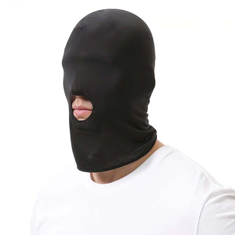 Mouth Open Balaclava Mask Single Hole Ice Silk Head Eyes Cover Full Face Mask Hood Ultra Thin Party Halloween Cosplay Headgear