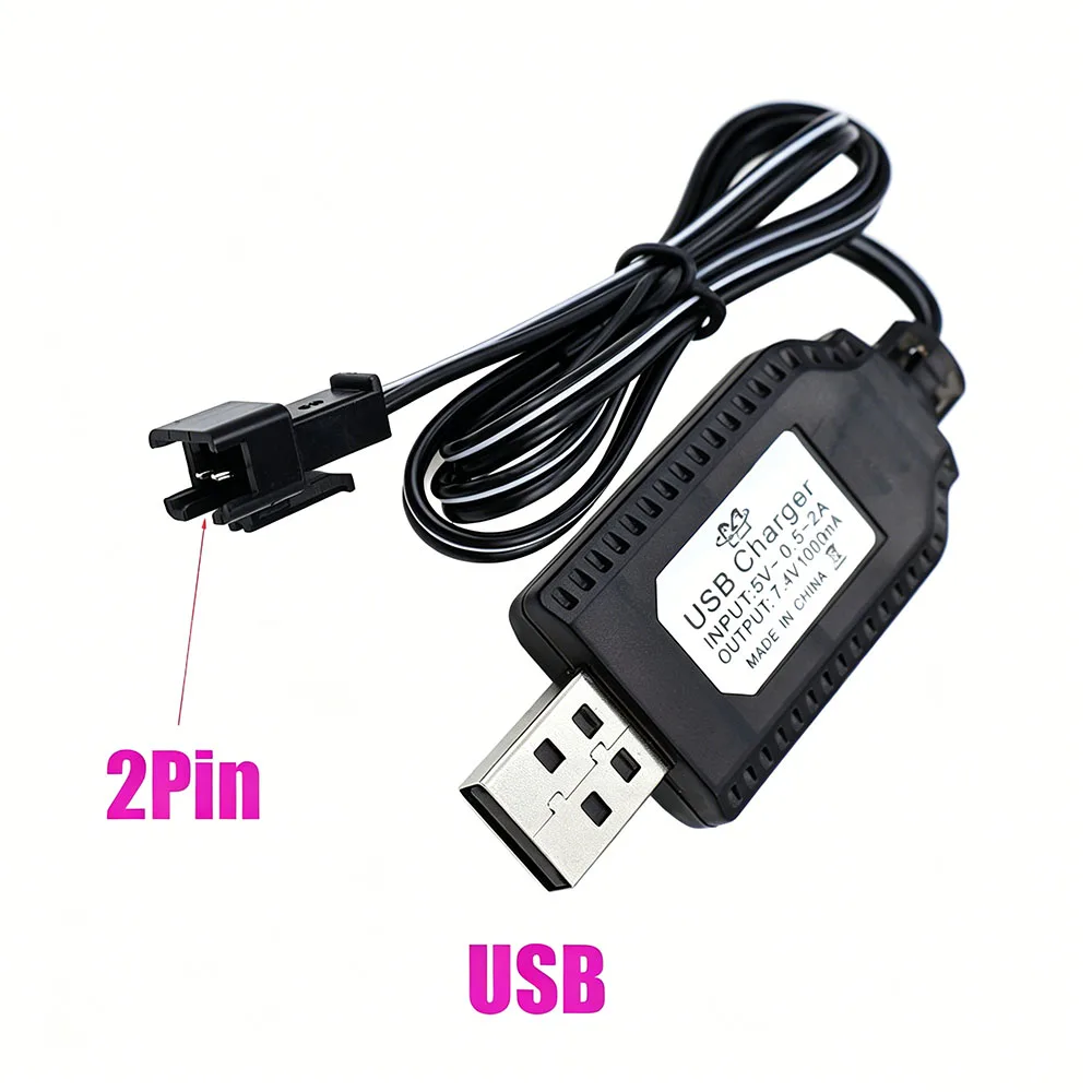 1PC 7.4V 1000mA Lithium Battery Charger With Protection SM-2P/3P/4P Toy Battery USB Charging Cable