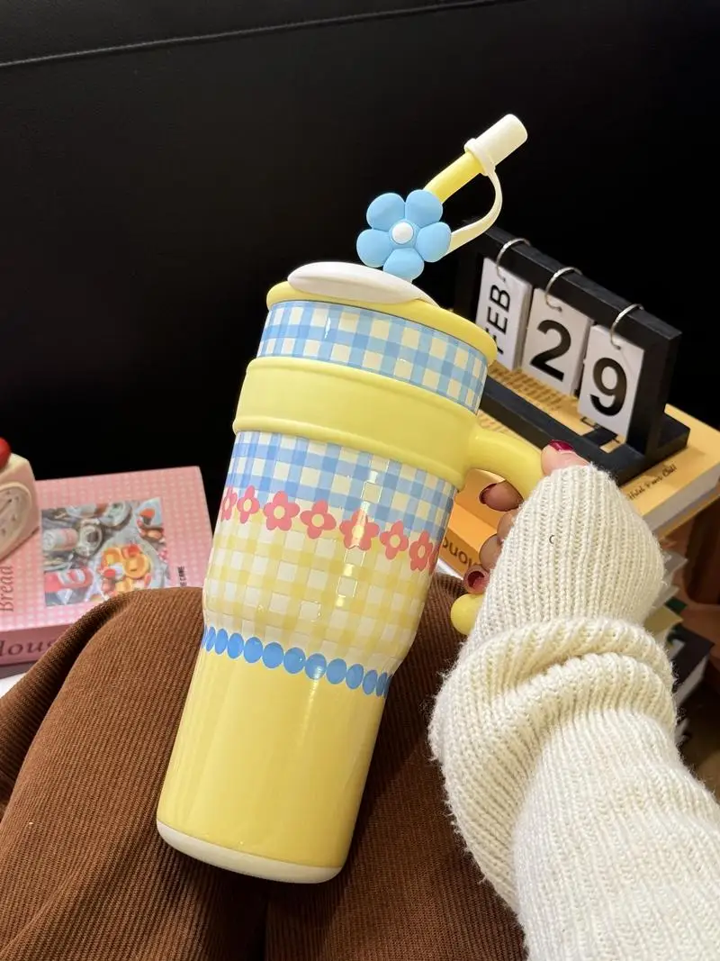 

Large Capaci Cerc Inner Barrel Insulated Water Bottle Double Drink St Cup Women's Sli Ice Domir Cup Heat Rete...