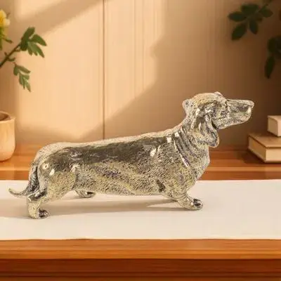 

Vintage Brass Dachshund Dog Desktop Ornament Miniature Brass Sculpture Small Dog Statue Home Decor Small Desktop Decor