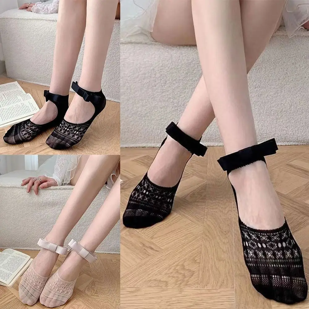 Kaus Kaki Ikatan Simpul Bersirkulasi Baru Kaus Kaki Pendek Y2K Warna Solid Kaus Kaki Katun Pakaian Sehari-hari Berongga Musim Semi Musim Panas