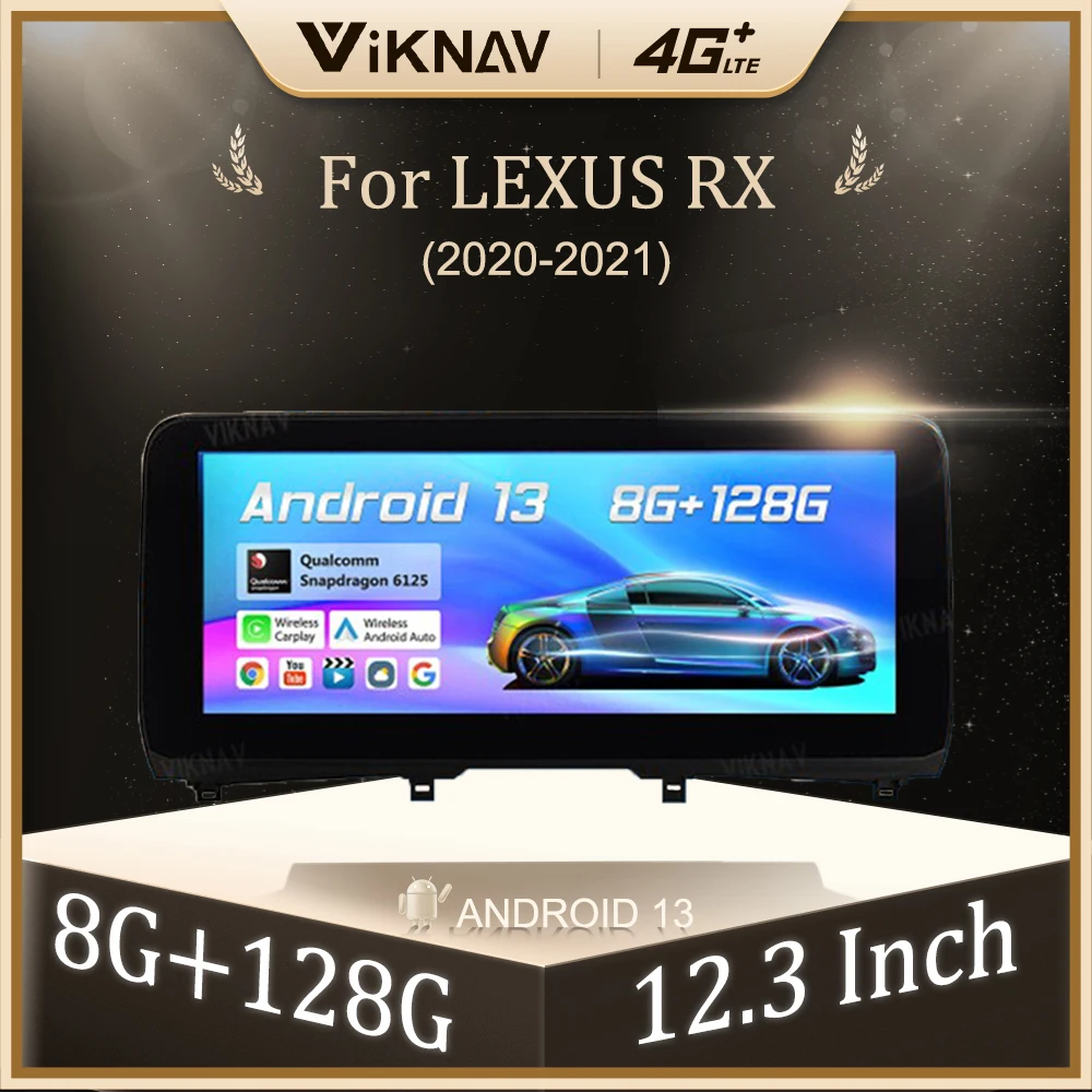 

Автомобильный радиоприемник 12,3 дюйма 128 ГБ Android 13 для LEXUS RX 2020-2021 GPS-навигация беспроводной Carplay мультимедийный видеоплеер сенсорный экран