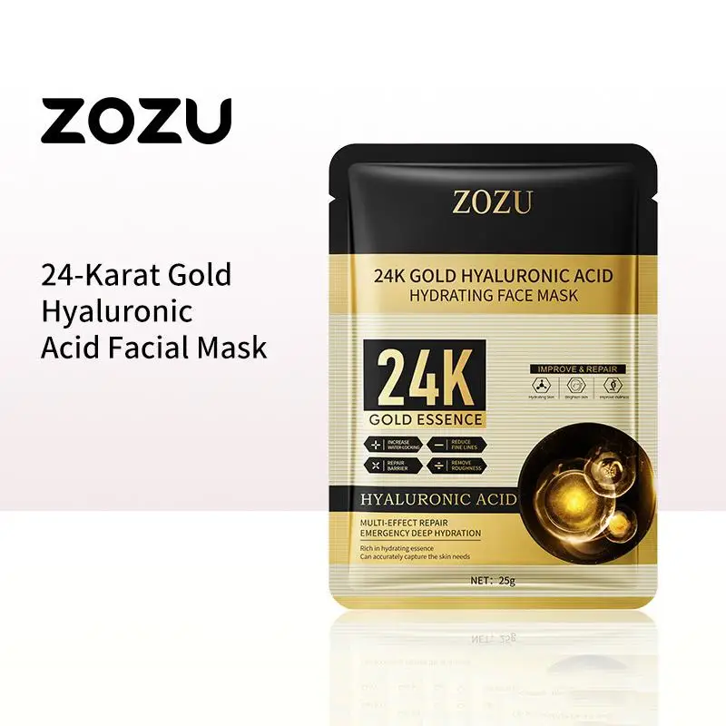 

1 шт. ZOZU 24k Gold Hyaluronic Acid Moisturizing Facial Mask, отбеливающая маска для лица для женщин, корейские средства по уходу за кожей