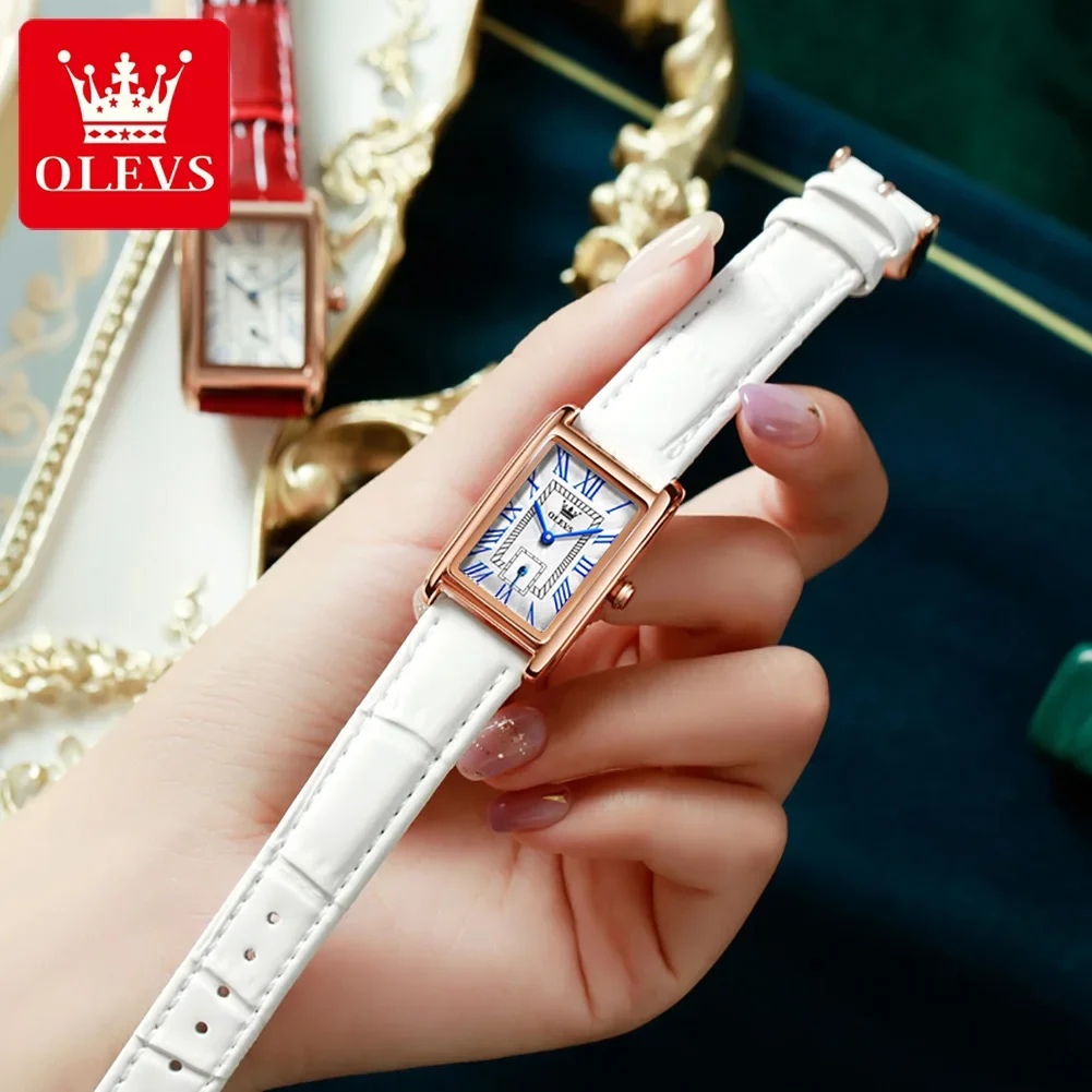 OLEVS 6625 Роскошные Кварцевые часы для женщин водонепроницаемые светящиеся женские часы с кожаным ремешком стильные женские наручные часы браслет наборы