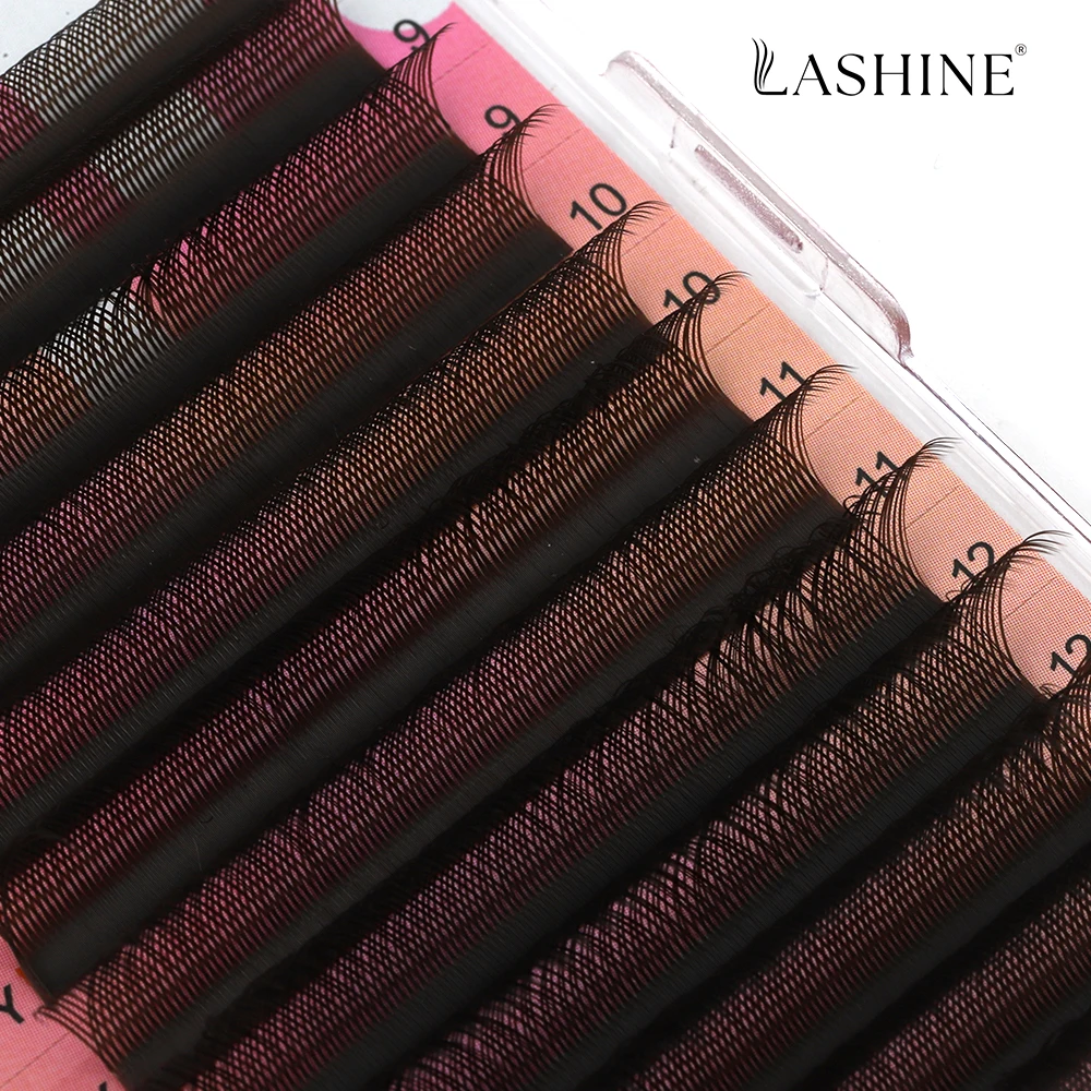 Lashine YY-Shaped Eyelash Extensions Brown 0.07mm D Curl Mix Volume Lashes W for Eyelash Professionals