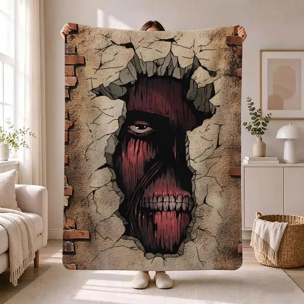 Anime A-Titan A-Attack Throw Throw Soft Flannel Blanket For Bed Bedroom Sofa Picnic Throw Skin-friendly Breathable Gift Cover