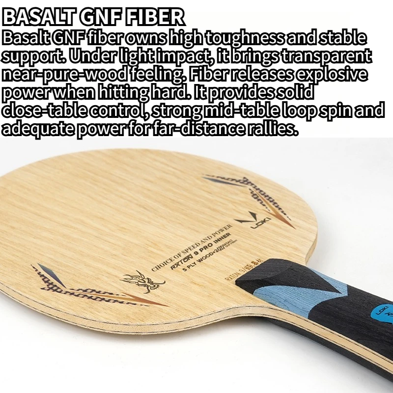 LOKI RXTON 9 PRO INNER Table Tennis Blade 7Ply 5 Wood 2 Basalt GNF Fiber Limba Veneer Ping Pong Paddle for Fast Attack & Loop