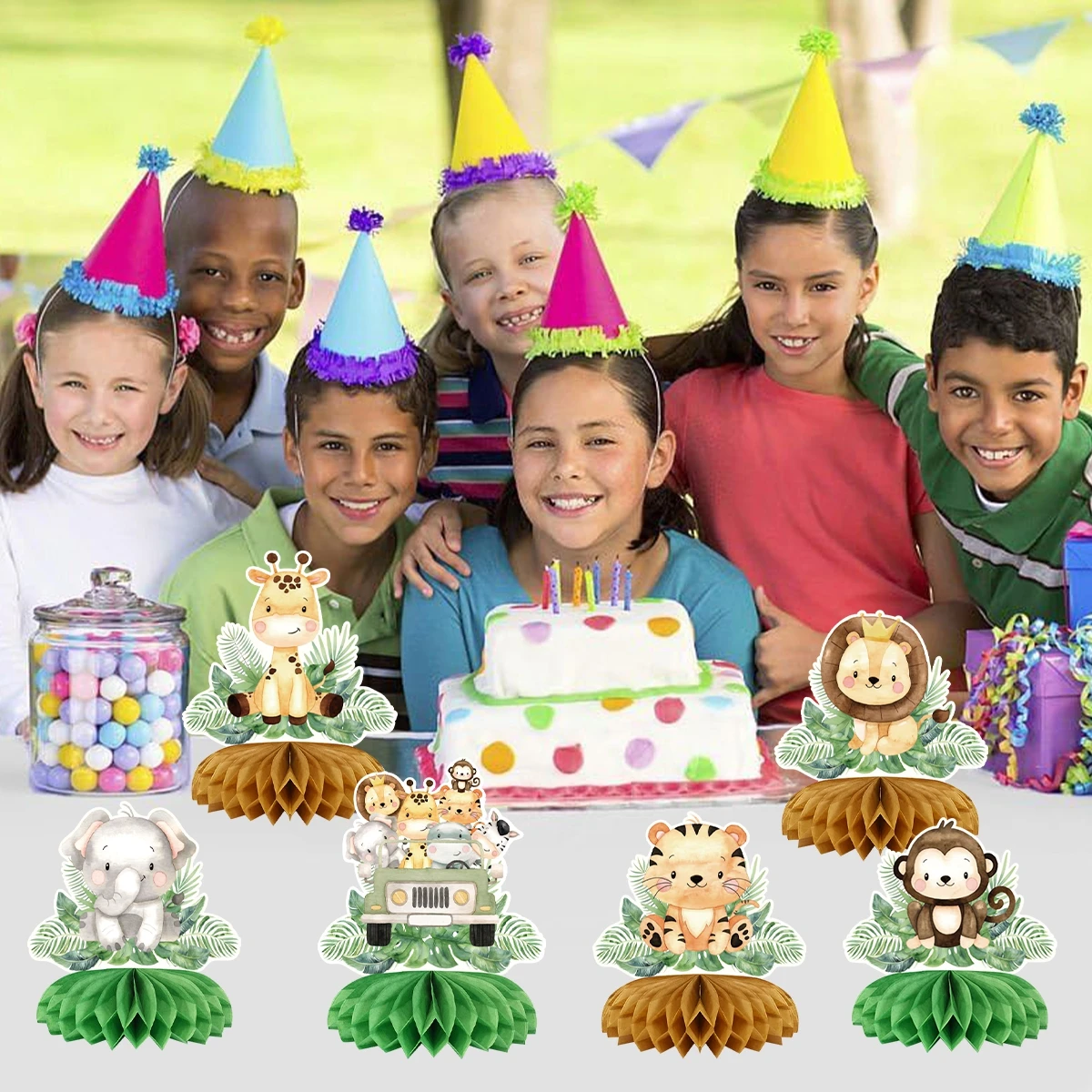 زخارف على شكل حيوانات الغابة ، قطع مركزية لحفلة عيد ميلاد سعيد ، زخارف الطاولات ، ديكور الحفلات ، 6 *
