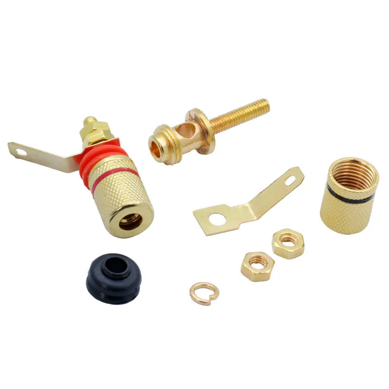 قابس موزي عزل الصوت محطات مكافحة تأثير المتكلم الموز مقبس متفرع 1 زوج أسود + أحمر مطلية بالذهب L1