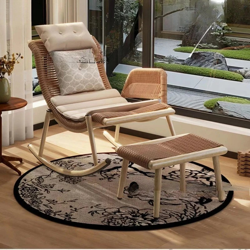 

Outdoor rocking reclining chair single rattan adult homelazy sofa balcony courtyard retro rocking