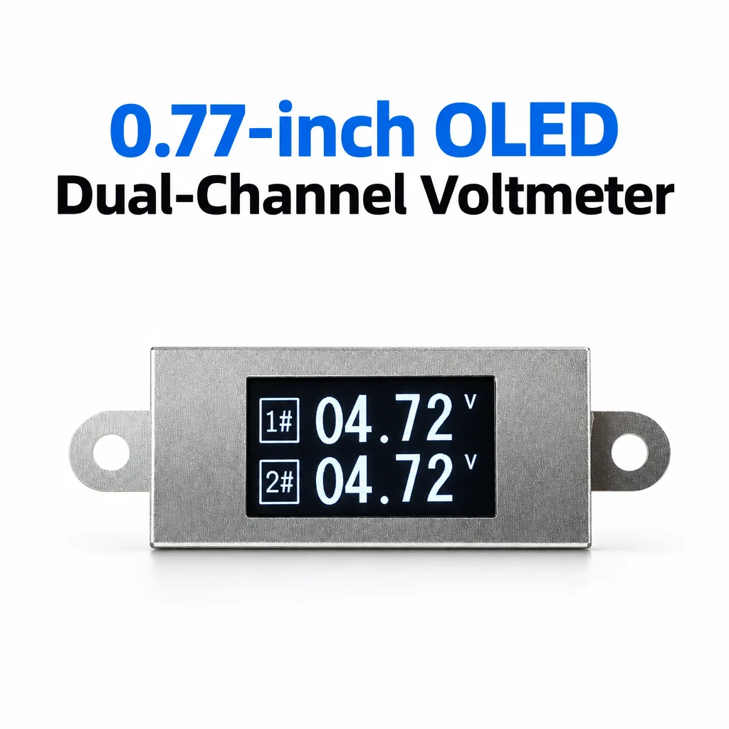  DC 0-30V Dual-Channel Voltmeter 0.77-inch OLED Screen 3 Wire High-precision Volt Monitor Meter for ZH1.5-4P 4Pin Connector