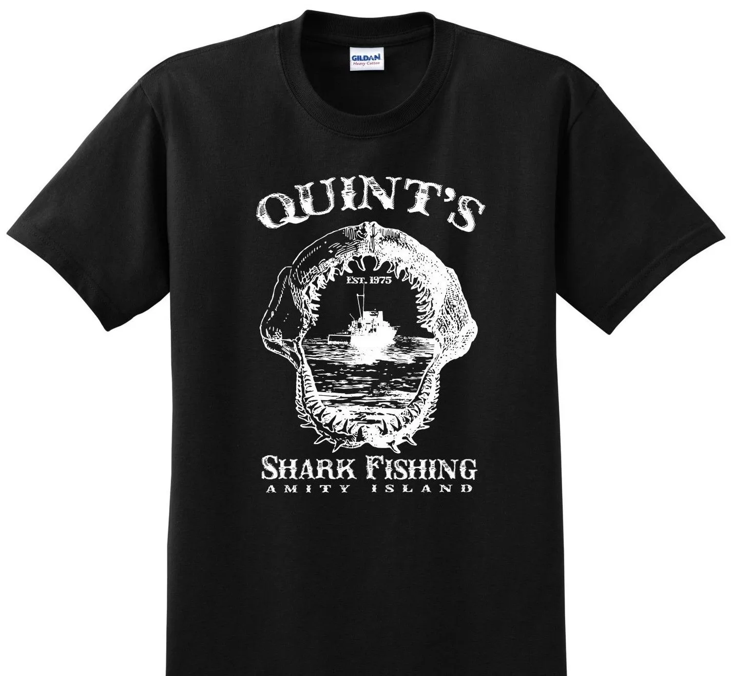 quint's-shark-fishing-mandibulas-amity-island-est-camiseta-1975-ate-5x