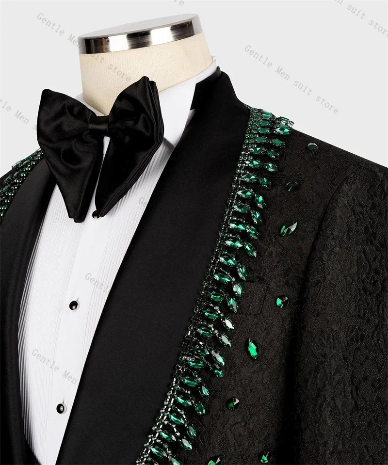 Ensemble de costume de luxe pour hommes, 2 pièces, Blazer + pantalon noir, smoking de mariage, veste de bureau formelle, manteau en coton personnalisé