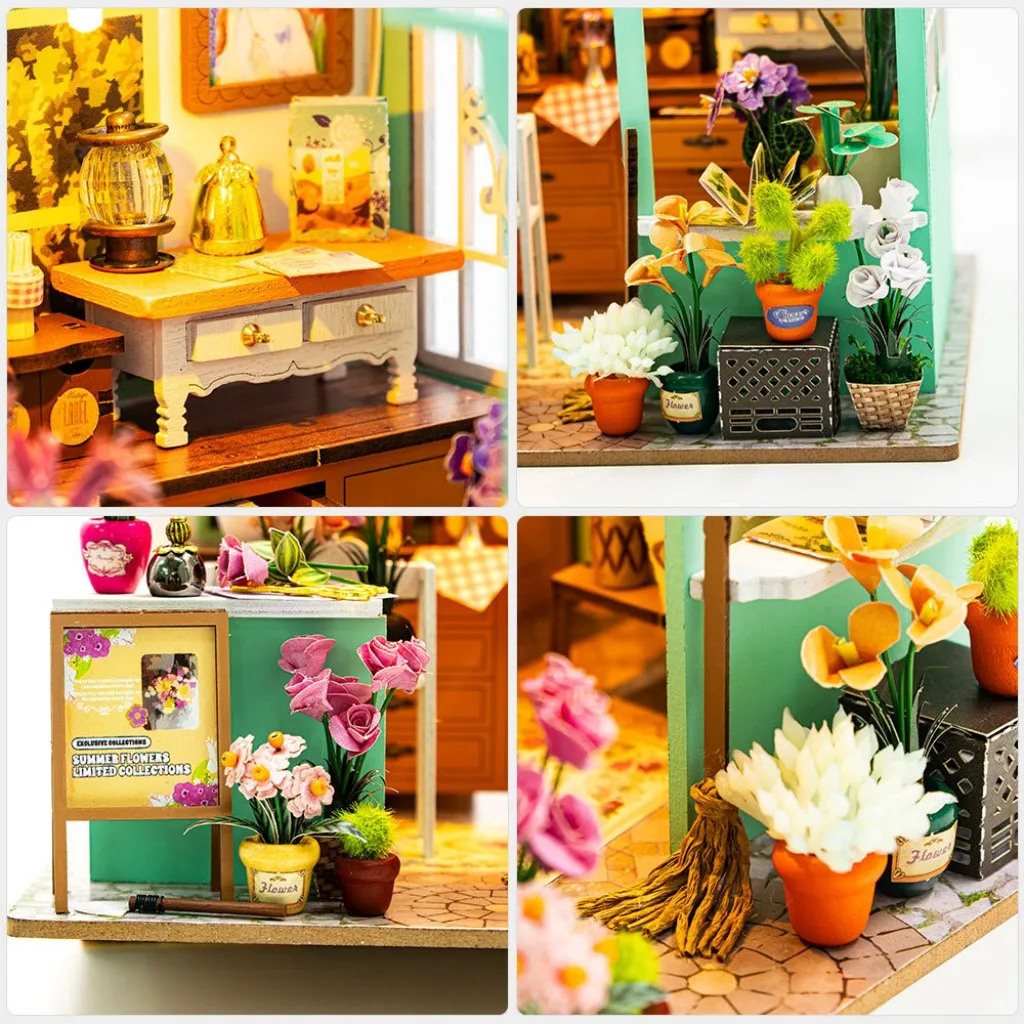 OUZEY Idyllic Garden Villa Puzzle 3D, Kwitnący Miniaturowy Domek, Model DIY, Spokojny Domek dla Lalek, Prezent Dekoracyjny