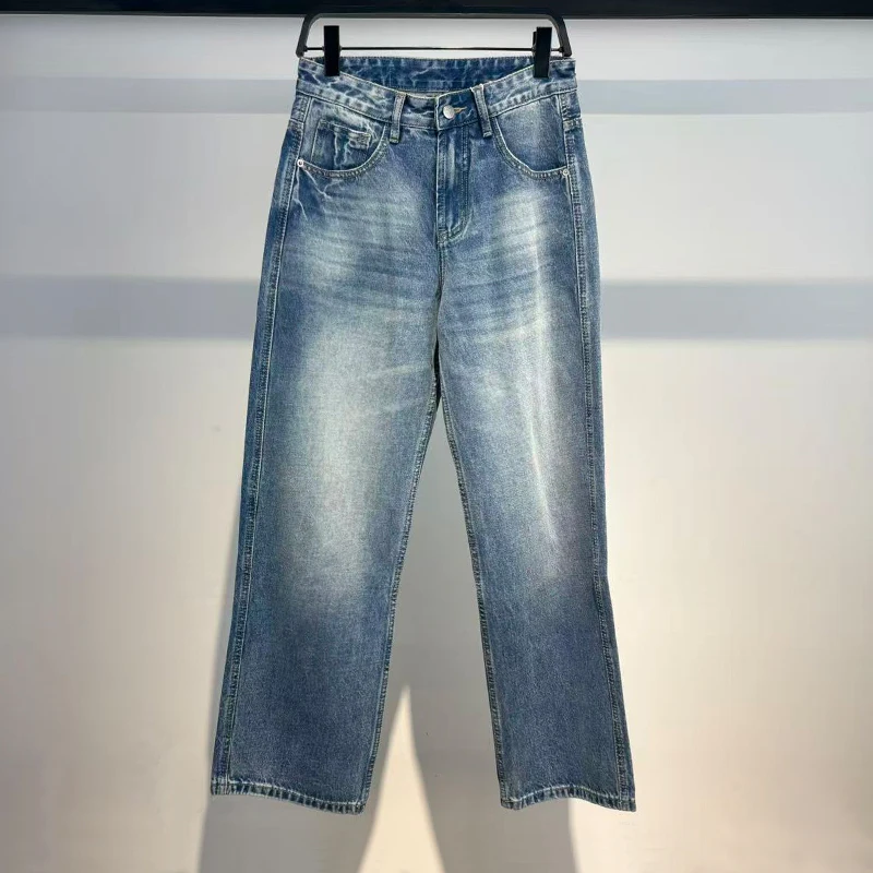 

Waed Jeans Loose Straight Leg Jeans American Sle Autumn Winter Men's Faion Casual Wide Leg Jeans High Street Loose Long...