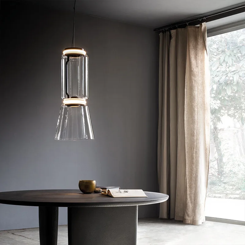 Italy Design Pendant Lamp Glass Modern Loft Dining Room Cylinder Glass Hanging Lights Bar Office Large Light Fixture