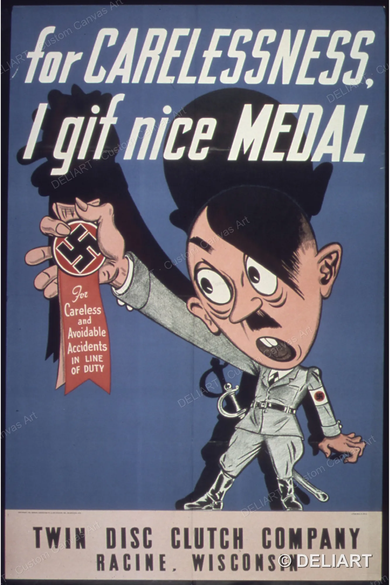 For Carelessness I gif nice Medal Vintage WWII Propaganda Canvas Wall Art Poster Print Retro Home Decor Unframed