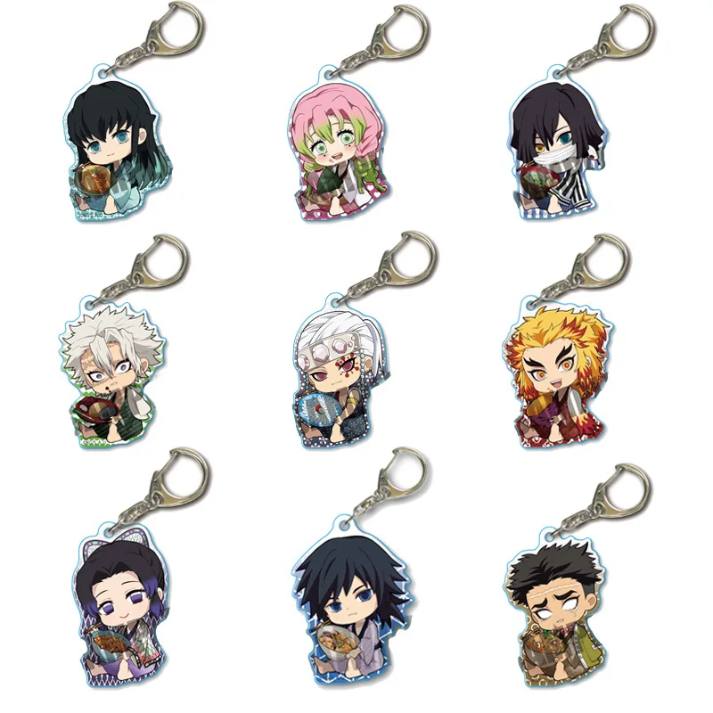 Anime Acrylic Demon Slayer Keychains Tokitou Muichirou Agatsuma Zenitsu Key chain Bag  Cute Cartoon Pendant Car Key Ring Jewelry